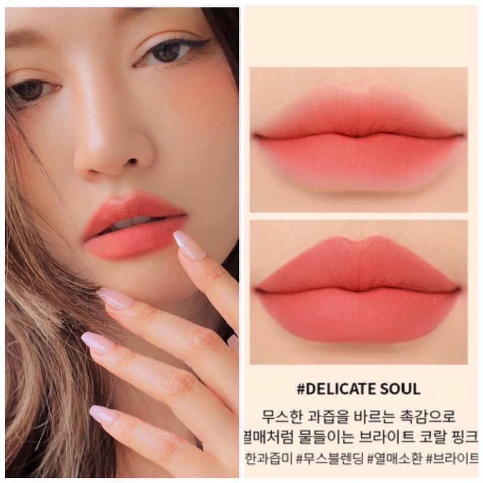 3CE Delicate Soul - Hồng San Hô Blurring Liquid Lip Tươi Tắn