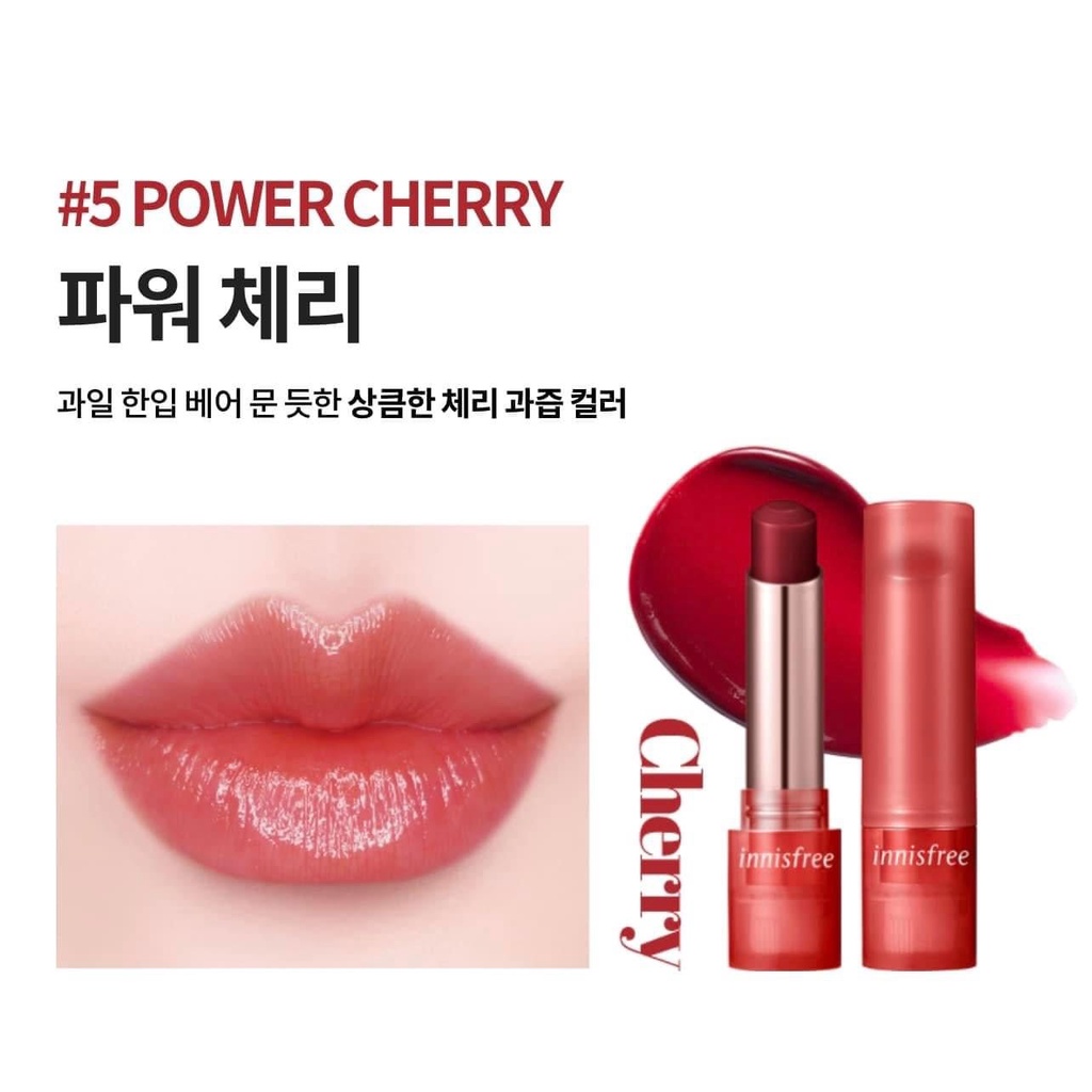 Innisfree Dewey Tint Lip Balm 5 - Màu đỏ hồng cherry, một màu sắc tuyệt vời như nước ép quả anh đào tươi mát chín mọng
